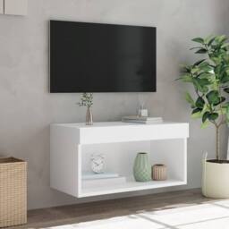 Berkfield Home TV Cabinet with LED Lights White 60x30x30 cm - Size: 60 x 30 x 30 cm - thumbnail 5