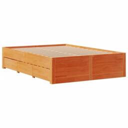 Berkfield Home Bed Frame Frame w/Drawers Wax Brown 140x190 cm Solid Wood Pine - thumbnail 6