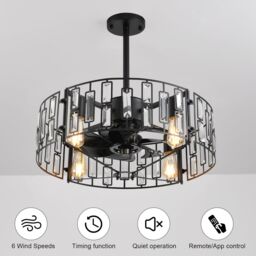 Garwarm Modern Ceiling Fan With Lights Crystal Pendant Lamp 50 cm in Black - thumbnail 2