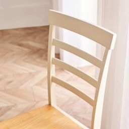 FurnitureboxUK Set of 2 Whitby Solid Wood Dining Chairs With Oak Colour Seat in Cream - thumbnail 5