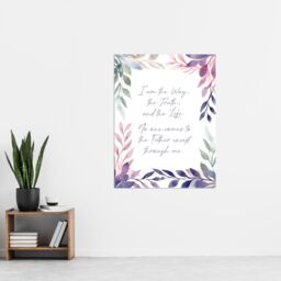 "Artery8 Wall Art Print The Way The Truth The Life Violet Bible Quote New Testament Art Poster in Purple - Size: W24"" x H32""" - thumbnail 4
