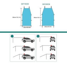 EONLION Car Awning Shelter Portable Canopy Side - 300*150cm in Green - Size: 120 - thumbnail 3