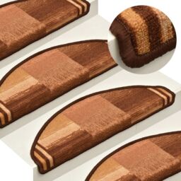 Berkfield Home Stair Mats Self-adhesive 10 pcs 65x21x4 cm Brown - Size: Medium - thumbnail 1