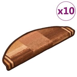 Berkfield Home Stair Mats Self-adhesive 10 pcs 65x21x4 cm Brown - Size: Medium - thumbnail 2