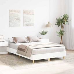 Berkfield Home Durable Bed Frame No Mattress White 135x190 cm Double Engineered Wood - thumbnail 1