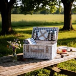 Red Hamper H004P/HOME Wicker Provence 60cm Standard Empty Picnic Basket in White - thumbnail 2