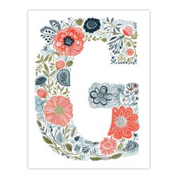 "Artery8 Women's Wall Art Print Letter G in Wildflowers Drawing Flowers Bouquet Nature Floral Word Art For Her Poster - Size: W12"" x H16""" - thumbnail 1