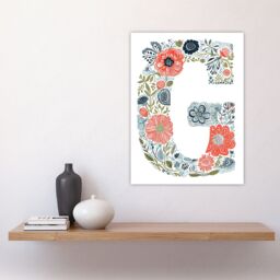 "Artery8 Women's Wall Art Print Letter G in Wildflowers Drawing Flowers Bouquet Nature Floral Word Art For Her Poster - Size: W12"" x H16""" - thumbnail 4