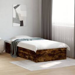 Berkfield Home Bed Frame with Drawers without Mattress Smoked Oak 90x200 cm in Brown - thumbnail 2