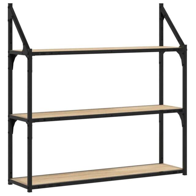 Kelvenix 3-Tier Wall Shelf Sonoma Oak 80x21x78.5 cm in Light Oak - Size: 0.6m2 - image 1