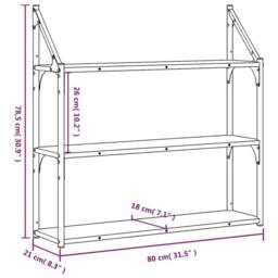 Kelvenix 3-Tier Wall Shelf Sonoma Oak 80x21x78.5 cm in Light Oak - Size: 0.6m2 - thumbnail 2