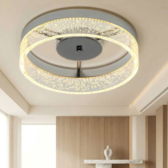 NIVOR 20W LED Flush Mount Ceiling Light Chrome Clear Acrylic Round 3000K in Silver - image 1