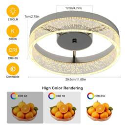 NIVOR 20W LED Flush Mount Ceiling Light Chrome Clear Acrylic Round 3000K in Silver - thumbnail 2