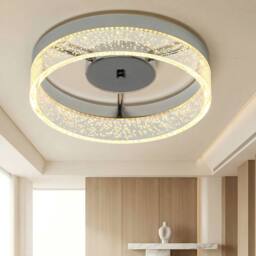 NIVOR 20W LED Flush Mount Ceiling Light Chrome Clear Acrylic Round 3000K in Silver