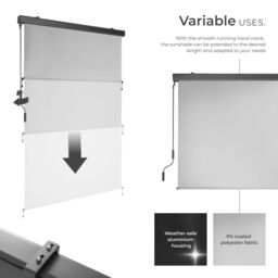 tectake Vertical Awning Eloise in Light Grey - Size: 120 cm x 250 cm - thumbnail 3