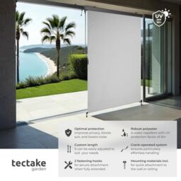 tectake Vertical Awning Eloise in Light Grey - Size: 120 cm x 250 cm - thumbnail 2