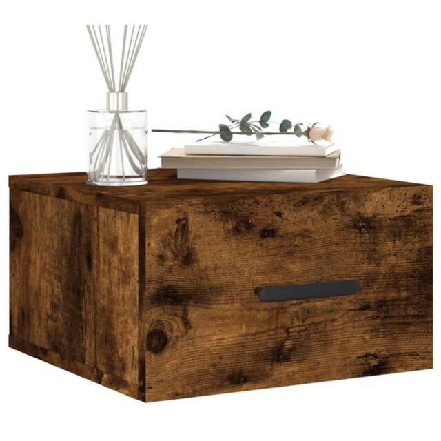 Berkfield Home Wall-mounted Bedside Cabinet Smoked Oak 35x35x20 cm in Brown - Size: 35 x 35 x 20 cm - image 1
