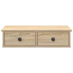 Berkfield Home Wall Shelf with Drawers Sonoma Oak 60x25x15 cm Engineered Wood in Light Brown - Size: 60 x 25 x 15 cm - thumbnail 4