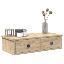 Berkfield Home Wall Shelf with Drawers Sonoma Oak 60x25x15 cm Engineered Wood in Light Brown - Size: 60 x 25 x 15 cm - thumbnail 1