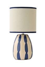 ValueLights Brynn Natural & Navy Ceramic Stripe Table Lamp with Bulb in Cream - thumbnail 6