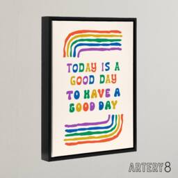 "Artery8 Today Good Day To Have A Good Day Colourful Black Framed Canvas Art - Size: W12"" x H16""" - thumbnail 2