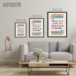 "Artery8 Today Good Day To Have A Good Day Colourful Black Framed Canvas Art - Size: W12"" x H16""" - thumbnail 4