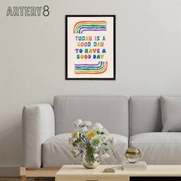 "Artery8 Today Good Day To Have A Good Day Colourful Black Framed Canvas Art - Size: W12"" x H16""" - thumbnail 3