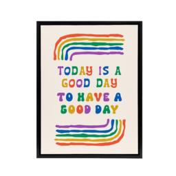 "Artery8 Today Good Day To Have A Good Day Colourful Black Framed Canvas Art - Size: W12"" x H16""" - thumbnail 1
