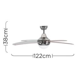 "ValueLights Apache 48"" 4 Blade Chrome & Wood Ceiling Light Fan with Remote Control in Silver" - thumbnail 5