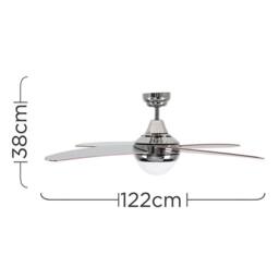 "ValueLights Apache 48"" 4 Blade Chrome & Wood Ceiling Light Fan with Remote Control in Silver" - thumbnail 6