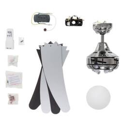 "ValueLights Apache 48"" 4 Blade Chrome & Wood Ceiling Light Fan with Remote Control in Silver" - thumbnail 4