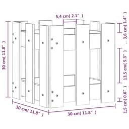 Berkfield Home Garden Planter with Fence Design White 30x30x30 cm Solid Wood Pine - Size: 30 x 30 x 30 cm - thumbnail 9