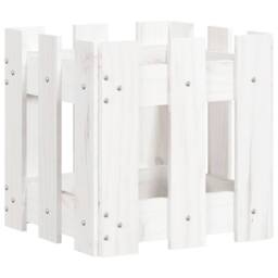 Berkfield Home Garden Planter with Fence Design White 30x30x30 cm Solid Wood Pine - Size: 30 x 30 x 30 cm - thumbnail 4