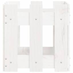 Berkfield Home Garden Planter with Fence Design White 30x30x30 cm Solid Wood Pine - Size: 30 x 30 x 30 cm - thumbnail 6