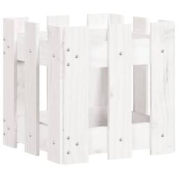 Berkfield Home Garden Planter with Fence Design White 30x30x30 cm Solid Wood Pine - Size: 30 x 30 x 30 cm