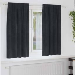Berkfield Home Blackout Curtains with Top Tape 2 pcs Black Velvet - thumbnail 2