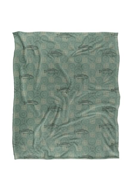 JQ Licensing Jl-Jp-Jq Bass Fishing Compass Pattern Silky Touch Super Soft Throw Blanket 152 X 127 cm in White - image 1