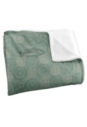 JQ Licensing Jl-Jp-Jq Bass Fishing Compass Pattern Silky Touch Super Soft Throw Blanket 152 X 127 cm in White - thumbnail 3