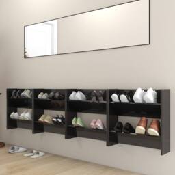 Berkfield Home Wall Shoe Cabinets 4 pcs High Gloss Black 60x18x60 cm Engineered Wood - Size: 60 x 18 x 60 cm - thumbnail 1