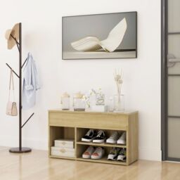 Berkfield Home Shoe Bench Sonoma Oak 80x30x45 cm Engineered Wood in Brown - Size: 80 x 30 x 45 cm