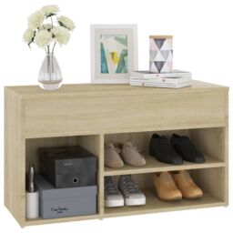 Berkfield Home Shoe Bench Sonoma Oak 80x30x45 cm Engineered Wood in Brown - Size: 80 x 30 x 45 cm - thumbnail 4