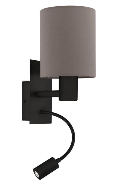 Eglo Pasteri Black & Brown Wall Lamp With Reading Light - image 1