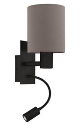 Eglo Pasteri Black & Brown Wall Lamp With Reading Light