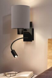 Eglo Pasteri Black & Brown Wall Lamp With Reading Light - thumbnail 2