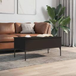 Berkfield Home Coffee Table Black 100x50x45 cm Engineered Wood & Metal - Size: 100 x 50 x 45 cm - thumbnail 3