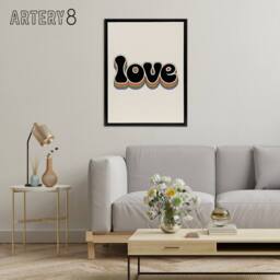 "Artery8 Love Funky Bold Rainbow Retro Font Typography Framed Canvas Art Print in Beige - Size: W12"" x H16""" - thumbnail 3