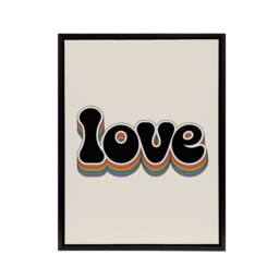 "Artery8 Love Funky Bold Rainbow Retro Font Typography Framed Canvas Art Print in Beige - Size: W12"" x H16""" - thumbnail 1