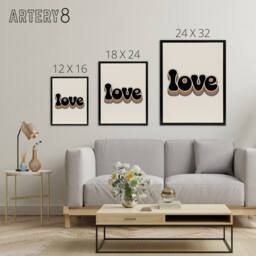 "Artery8 Love Funky Bold Rainbow Retro Font Typography Framed Canvas Art Print in Beige - Size: W12"" x H16""" - thumbnail 4