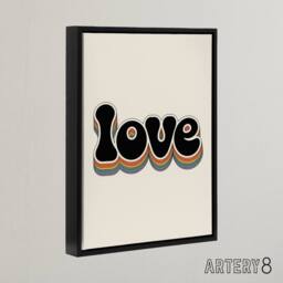 "Artery8 Love Funky Bold Rainbow Retro Font Typography Framed Canvas Art Print in Beige - Size: W12"" x H16""" - thumbnail 2