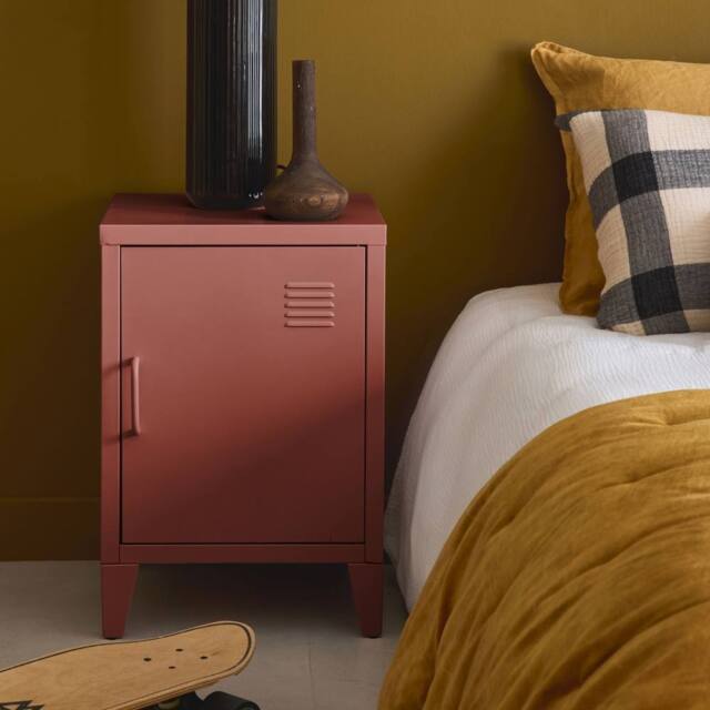 sweeek Industrial metal bedside table with 1 door in Terracotta - image 1